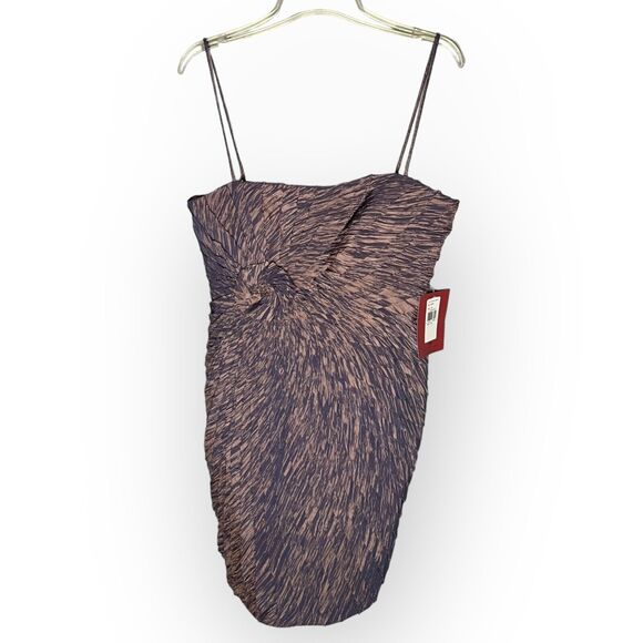 JS Collections Iridescent Mauve Spaghetti Strap Layered Cocktail Dress Sz 12 HTF - Picture 1 of 15